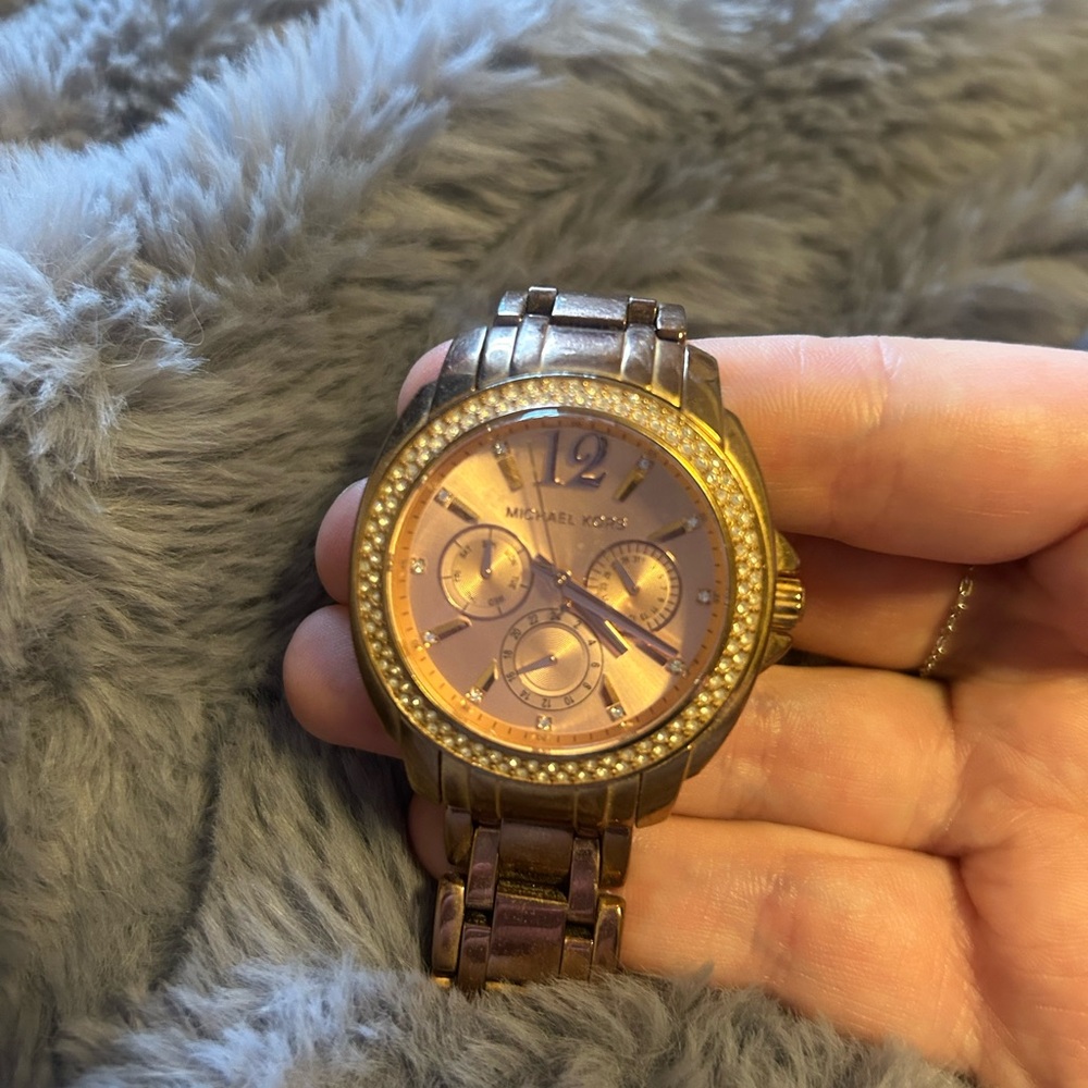 Michael Kors Pink and Gold Chronograph Watch